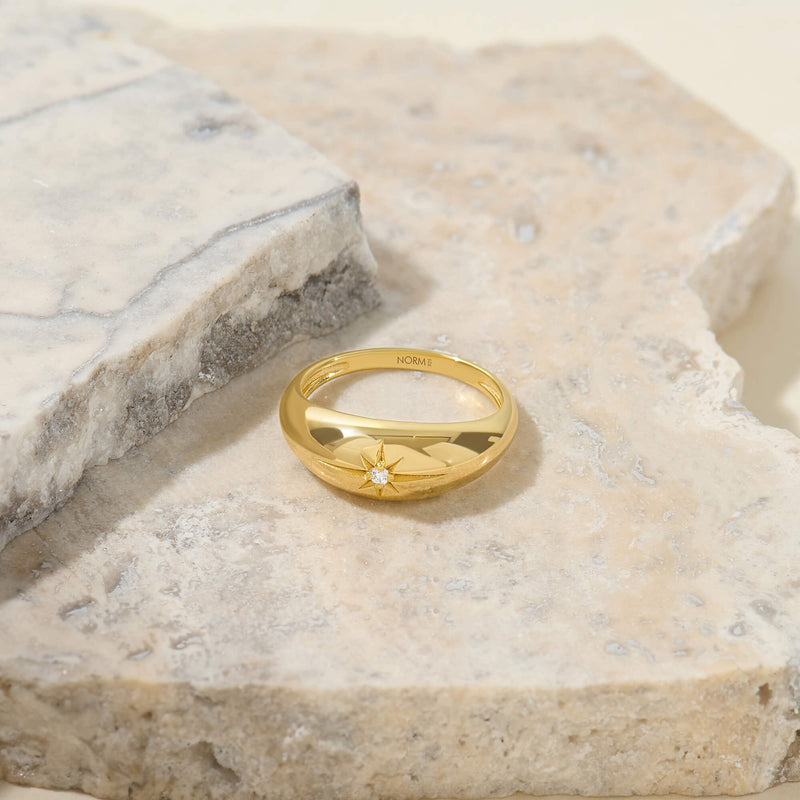 Iconic Star Dome Ring in Gold Vermeil on Solid Silver for Women
