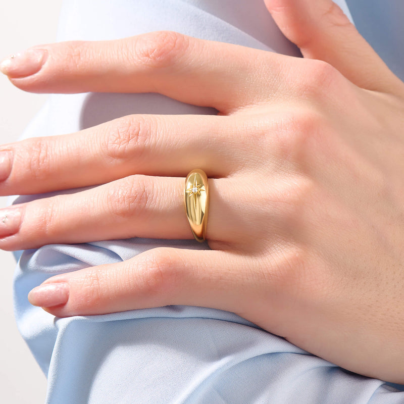 Women's Iconic Star Dome Ring in Yellow Gold Vermeil on Silver