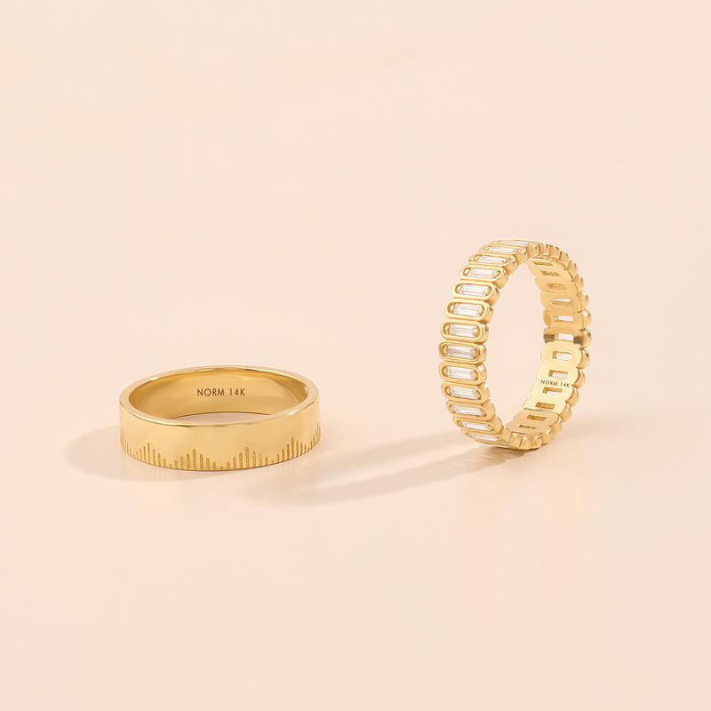 14K Real Gold Baguette Bezel Eternity Wedding Ring