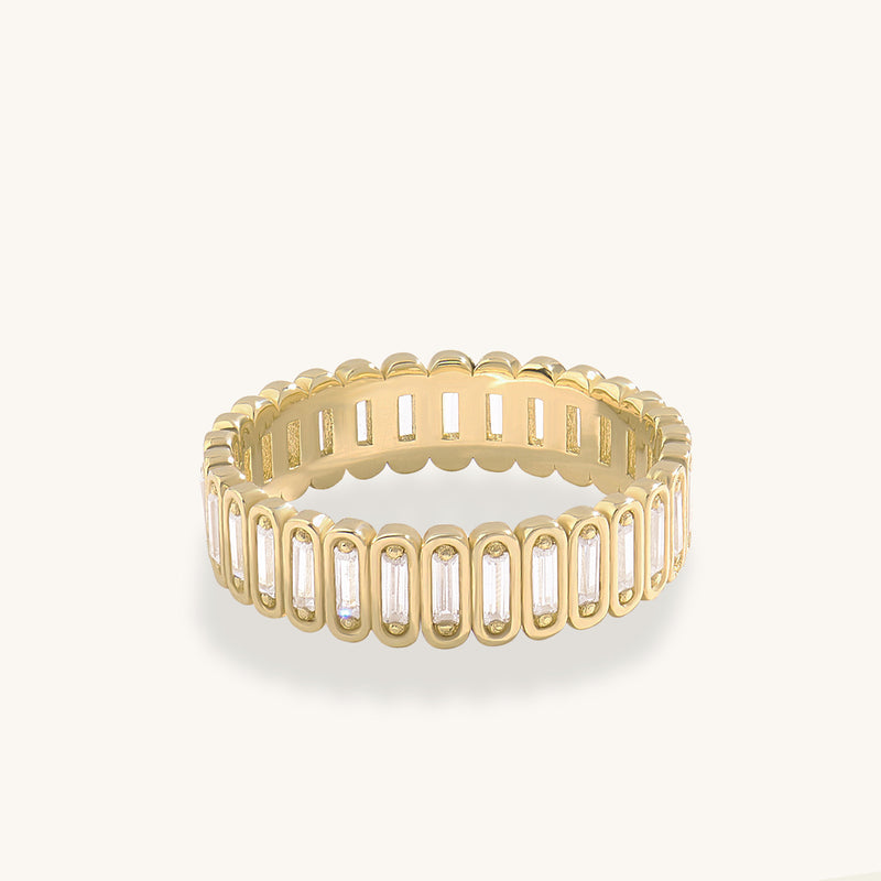 14K Solid Gold Baguette Bezel Eternity Wedding Ring