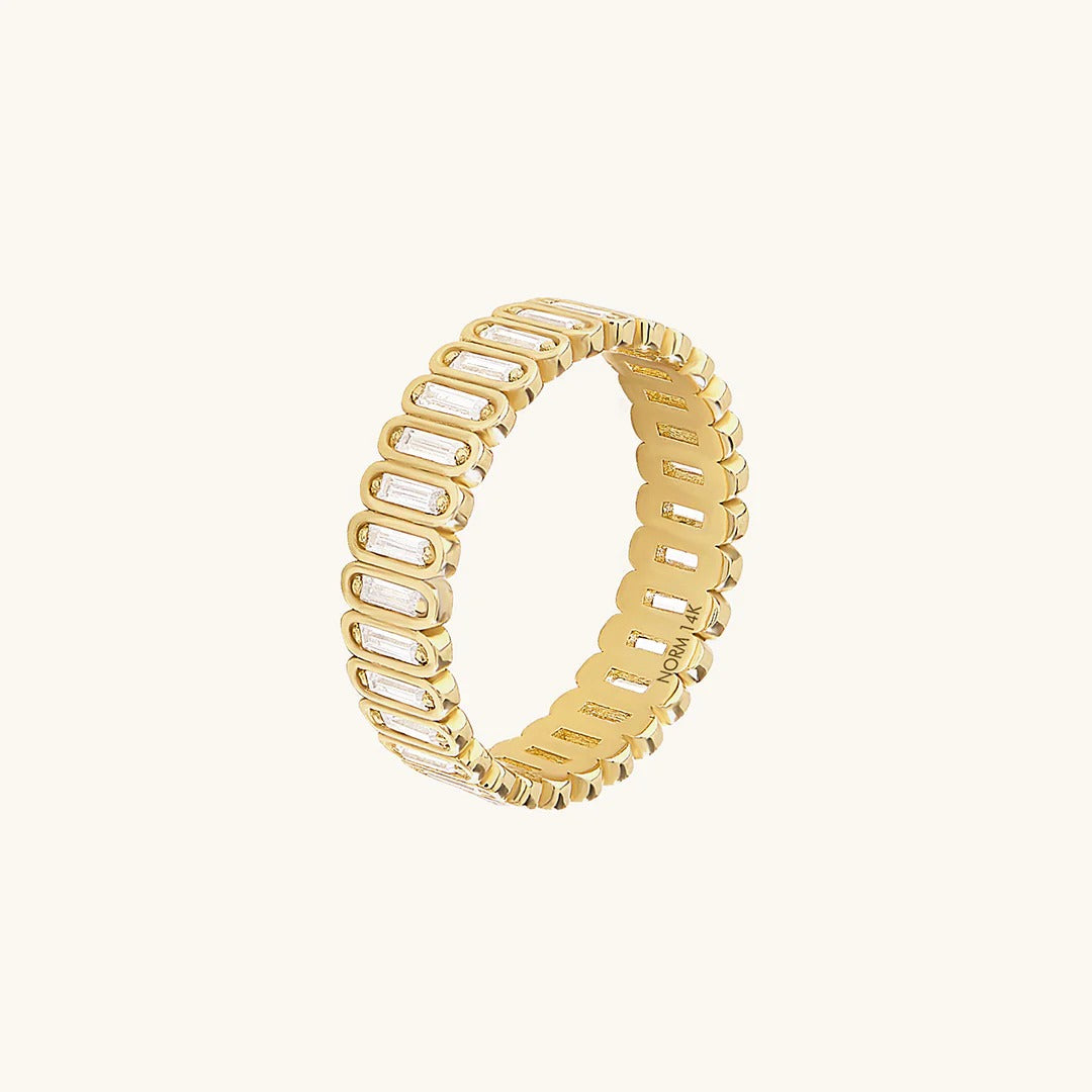 Solid Gold Moissanite Inlay Baguette Eternity Ring
