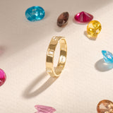 Solid 14k Gold Wedding Band Ring Decorated with Baguette-Cut Stones