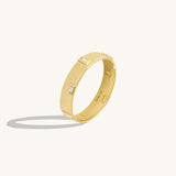 Women's 14K Real Gold Inlay Baguette Wedding Band Ring