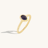 0.50ct Iolite Bezel Solitaire Ring in 14k Solid Gold