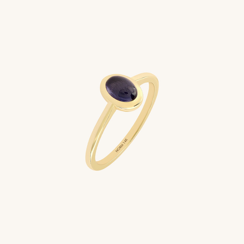 Iolite Bezel Solitaire Ring in Gold