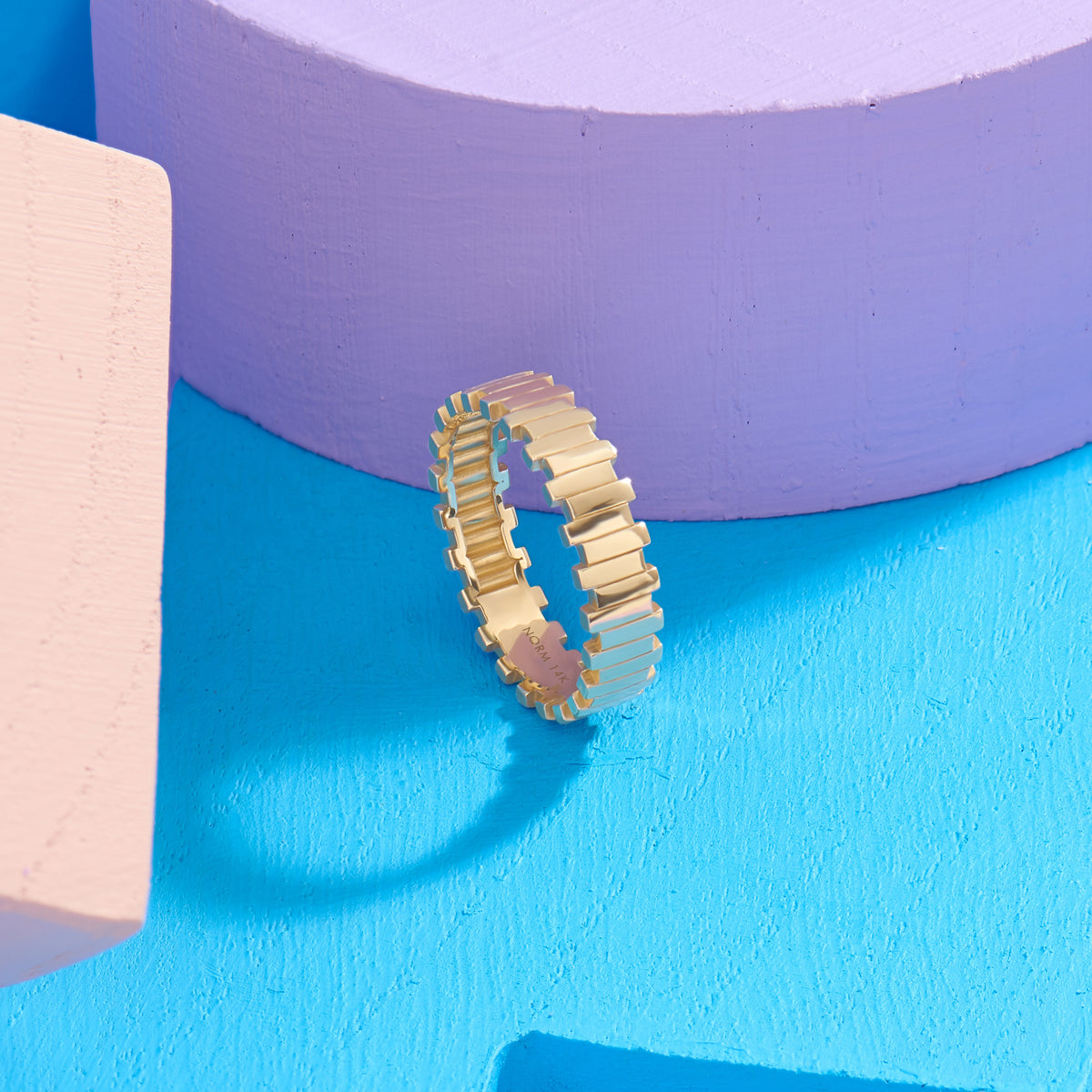 Women's Irregular Bars Band Ring in Real Yellow Gold