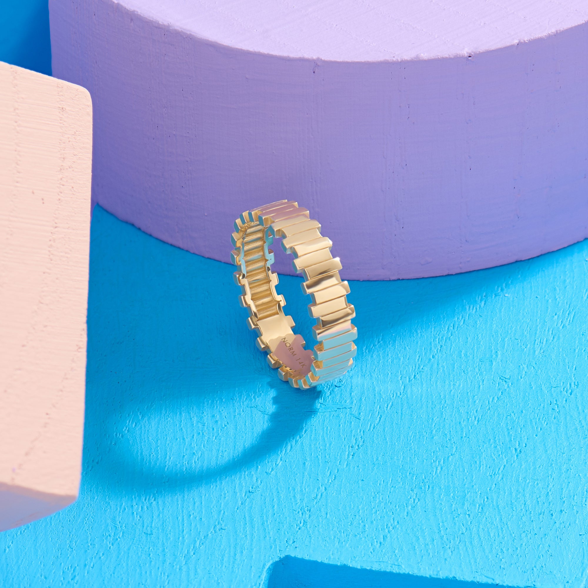 Women's Irregular Bars Band Ring in 14K Solid Yellow Gold