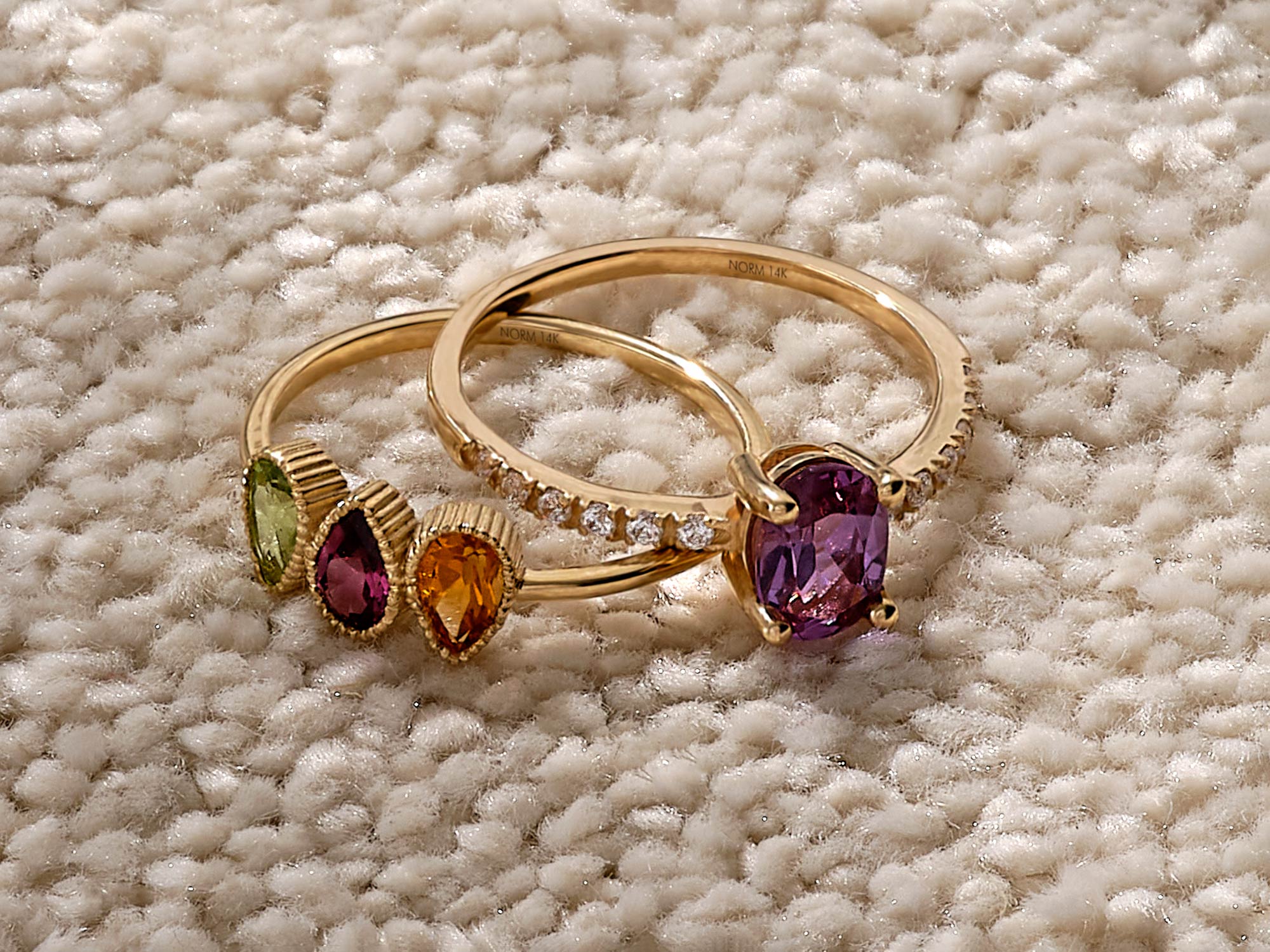 Norm Solid Gold Rings with Gemstones Jewelry Care Page Desktop