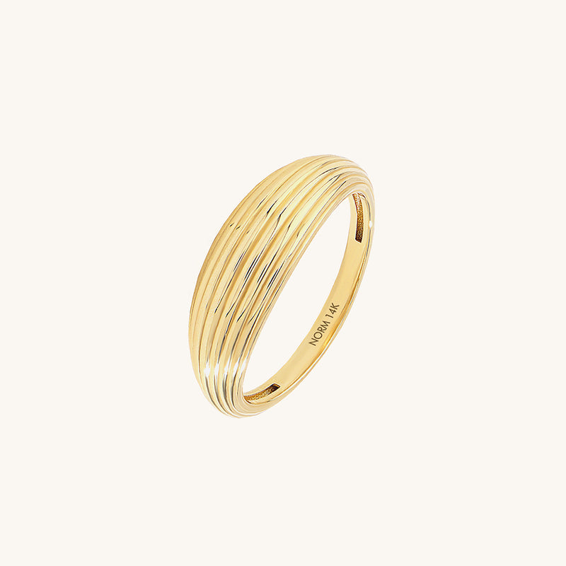 14K Solid Gold Parallel Dome Ring