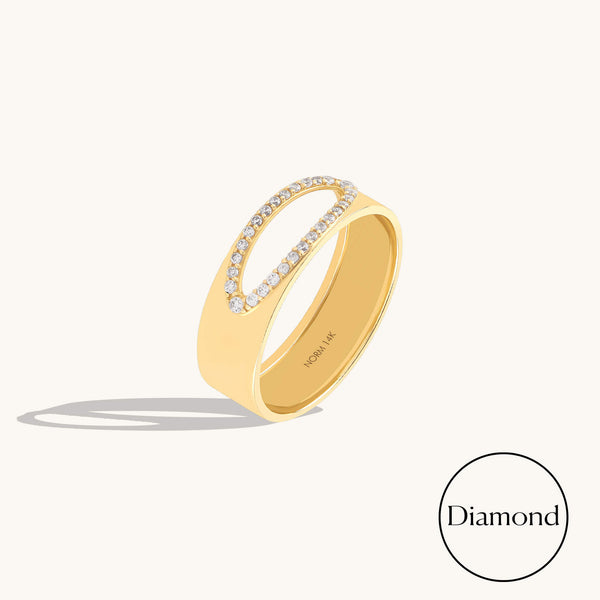 Lab-Grown Diamond Ellipse Hollow Band Ring in Solid Gold