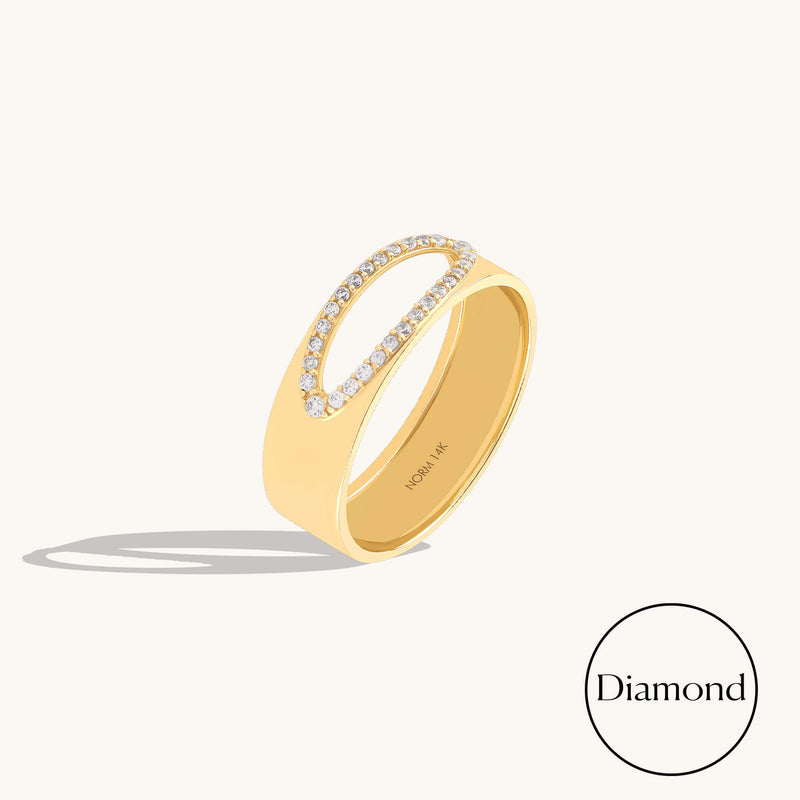 Lab-Grown Diamond Ellipse Hollow Band Ring in Solid Gold