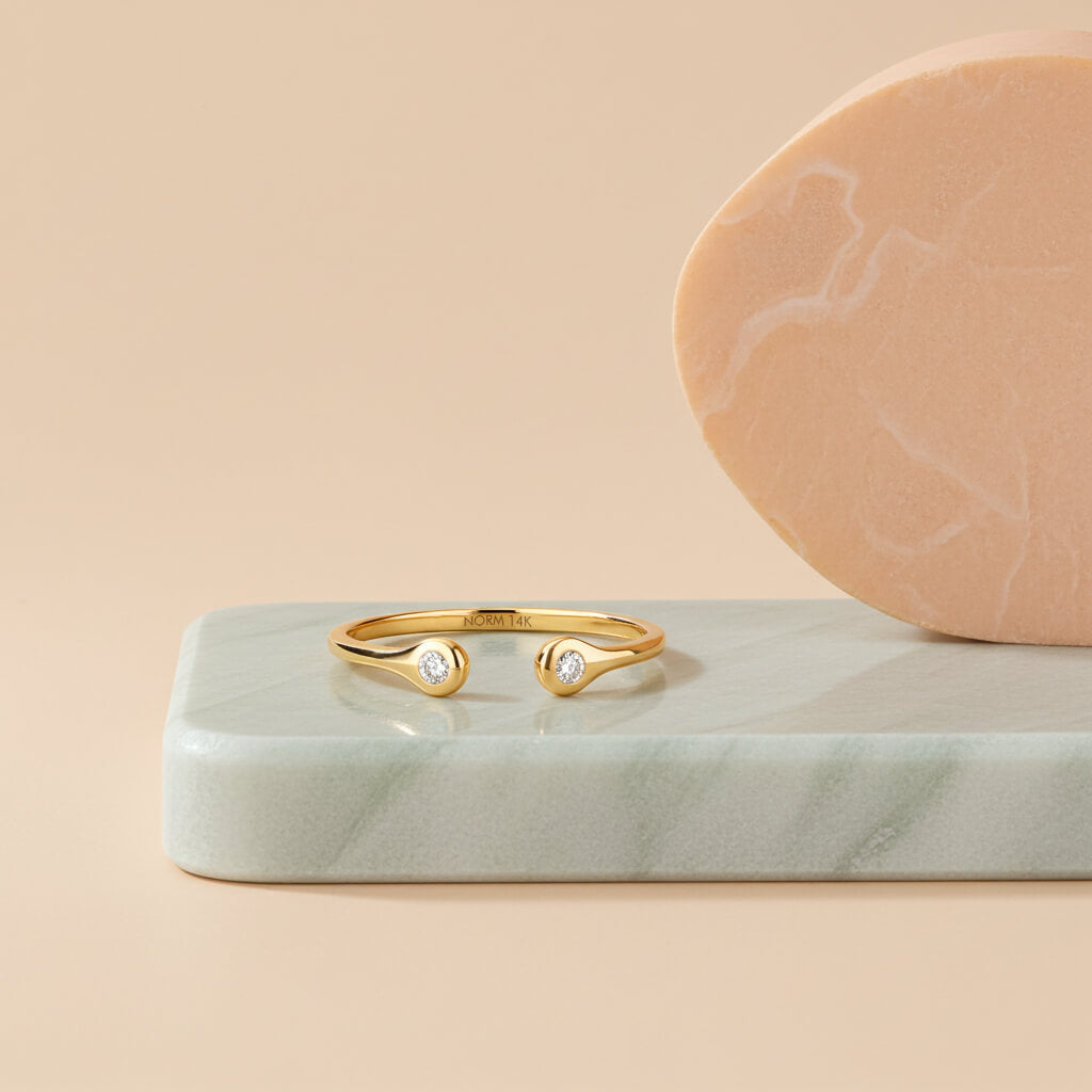 Lab-Grown Diamond Open Style Ring in Yellow Solid Gold