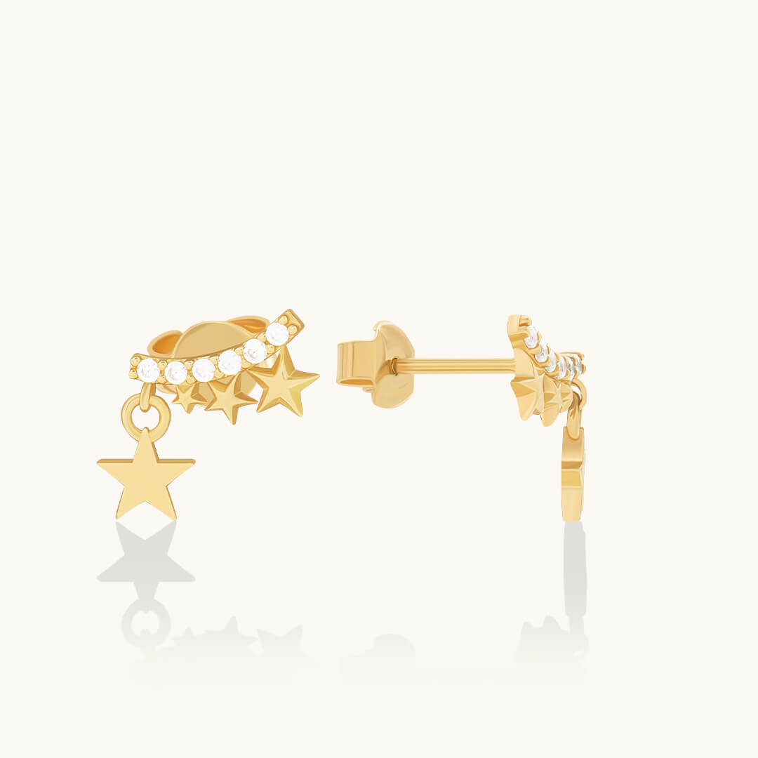 Solid Gold Lab-Grown Diamond Star Earrings