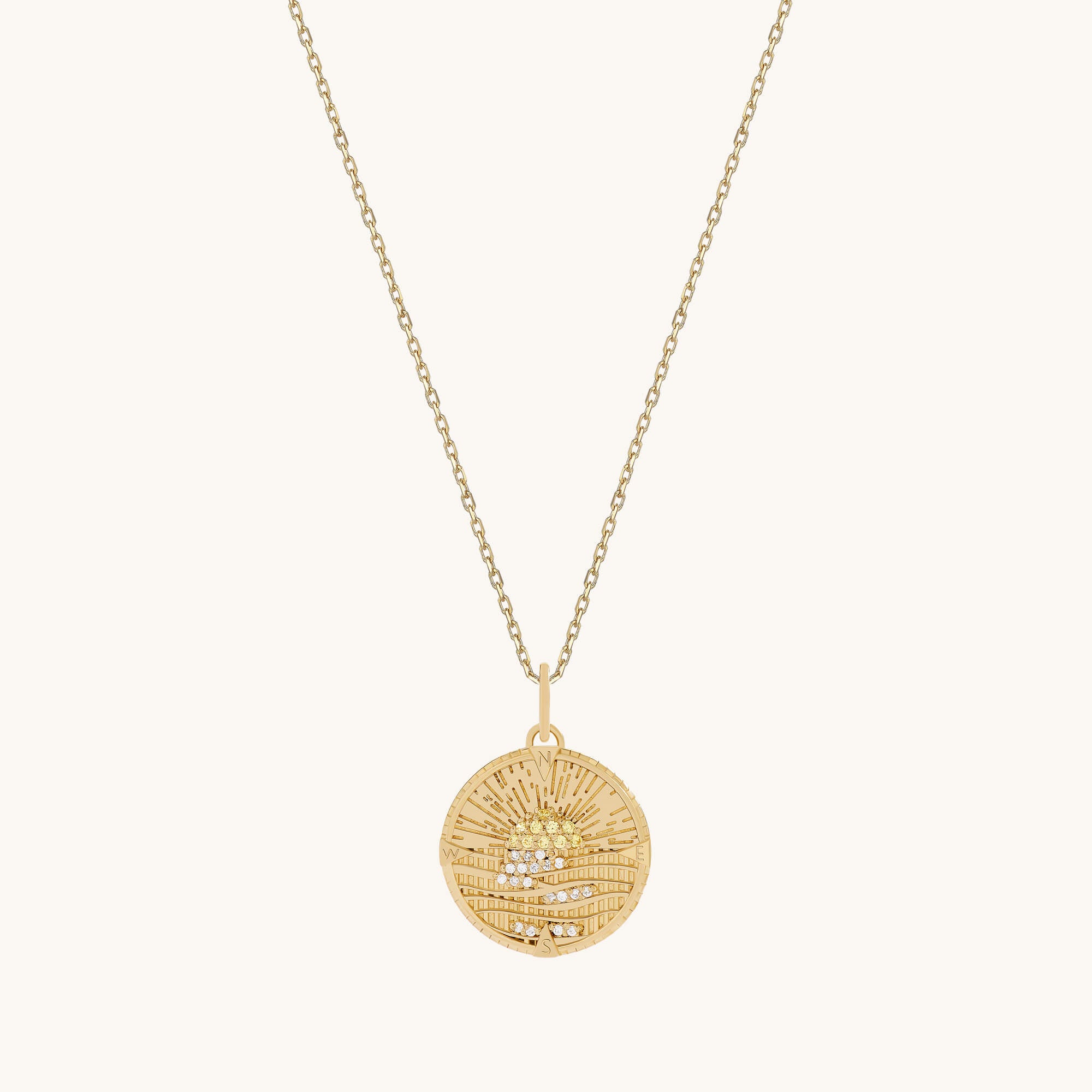 Lab-Grown Diamond and Yellow Gold Sunrise Necklace