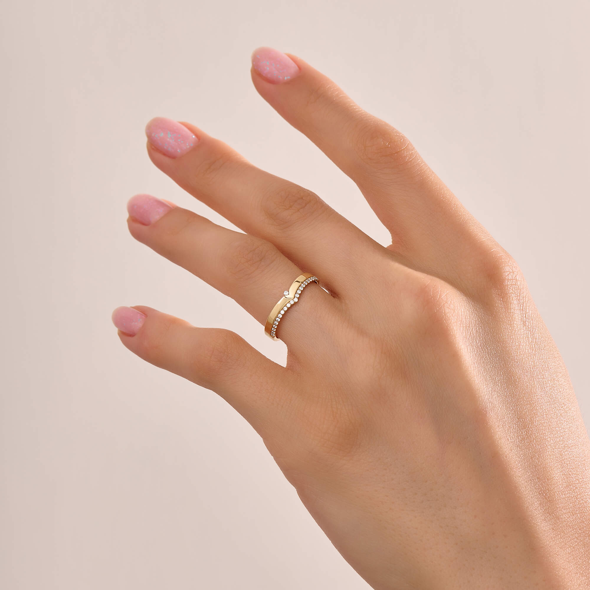 Solid Gold Lab-Grown Diamond Wishbone Band Ring