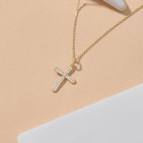 Lab-Grown Diamond Cross Necklace in Gold