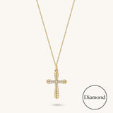 Lab-Grown 0.60ctw Diamond Cross Necklace in 14K Gold