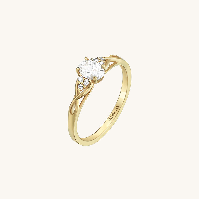 0.48ctw Oval Cut Lab-Diamond Solitaire Ring in 14K Solid Gold