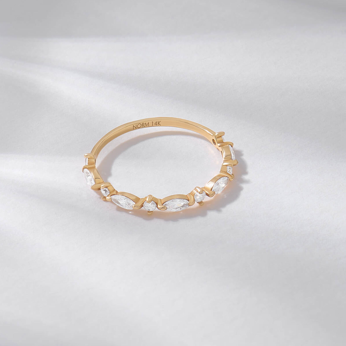 Norm Lab-Grown Diamond Marquise Band Ring in Solid Gold Material