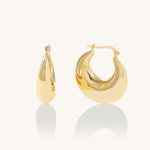 Large Puffy Hoop Earrings in Gold