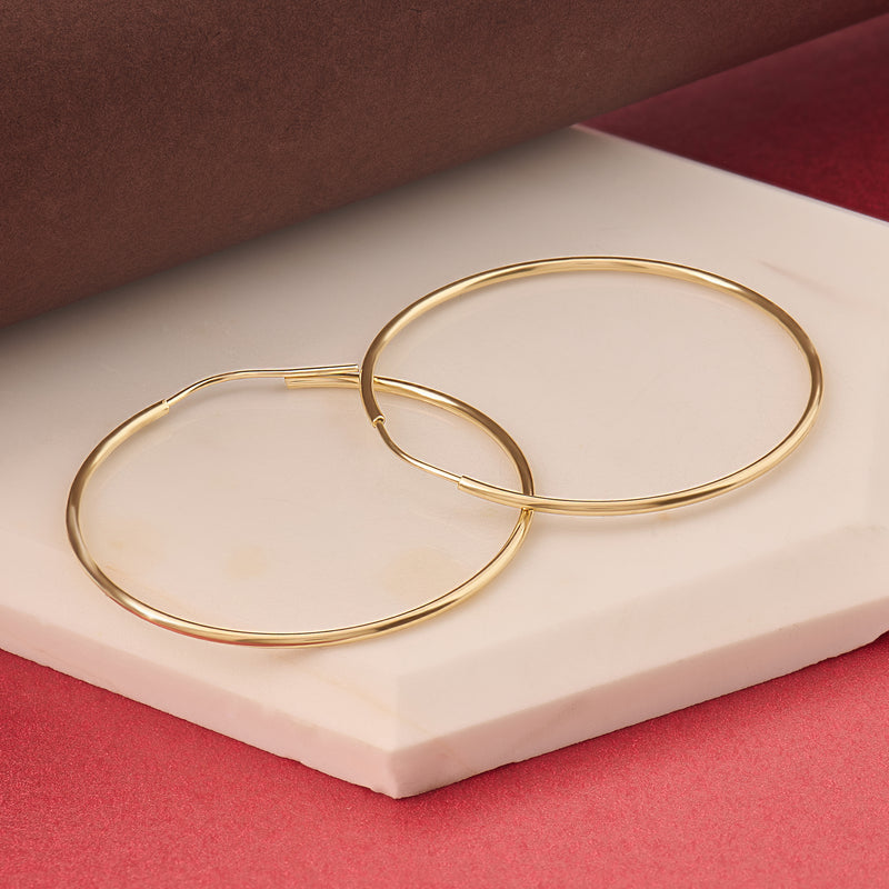 Women's Oversized Thin Hoop Earrings in 14k Real Gold
