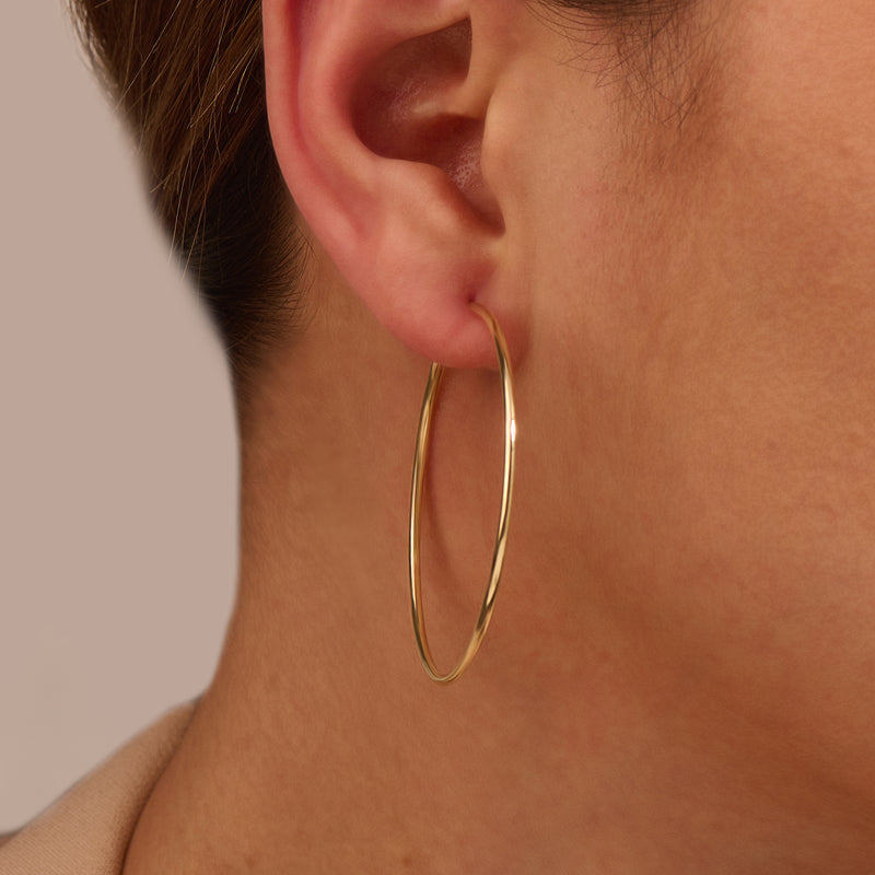 14k  Gold Thin Large Endless Hoop Earrings for Women