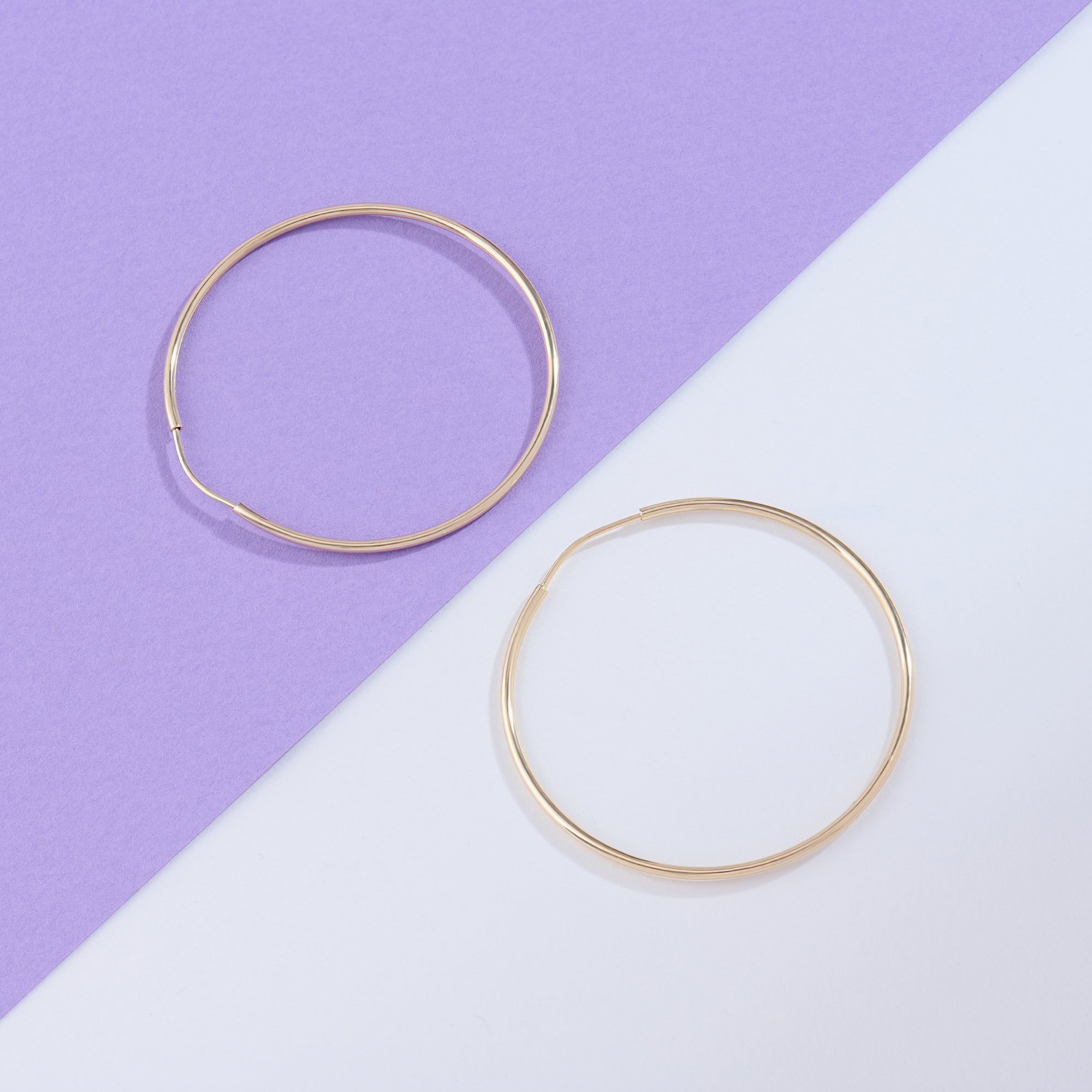 Oversized Thin Hoop Earrings in 14k Gold