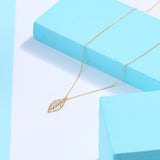 14k Solid Yellow Gold Dainty Leaf Necklace for Women
