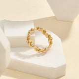 Women's Paved Leaf Ring in 14k Solid Gold