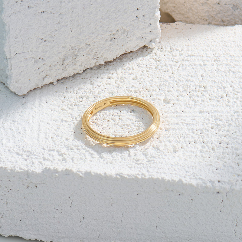 14K Solid Gold Linear Band Ring