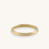 14K Real Yellow Gold Parallel Lines Stackable Band Ring