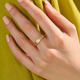 Women's 14K Solid Gold Linear Flat Wedding Band Ring