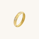 14k Solid Gold Square Paved Dome Ring