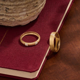 14k Real Gold Square Paved Dome Ring