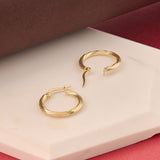 14k Gold Linear Twist Hoop Earrings for Women