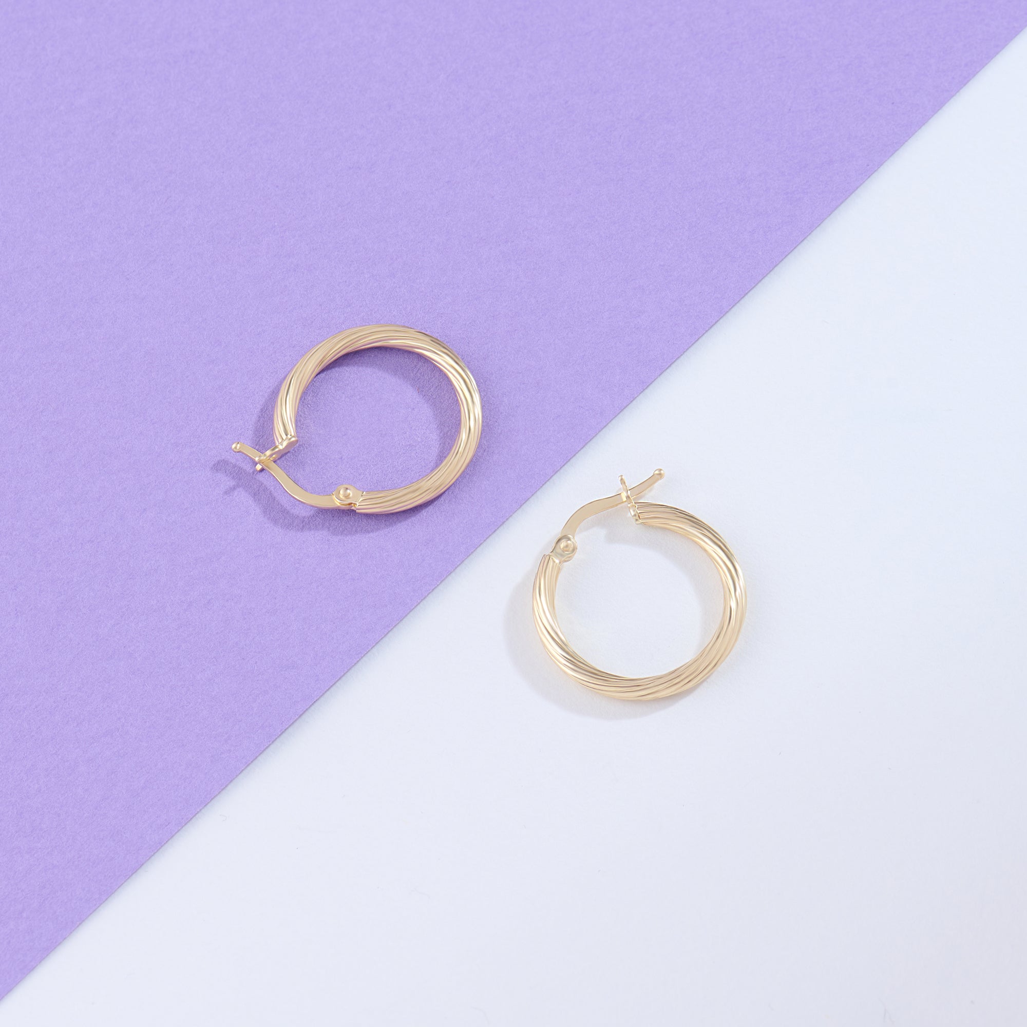 Women's Linear Hoops in 14k Gold