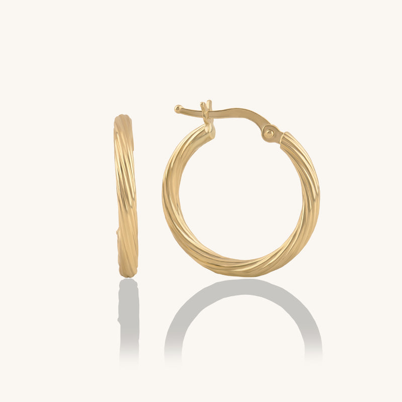 Women's 14K Yellow Gold Linear Hoop Earrings