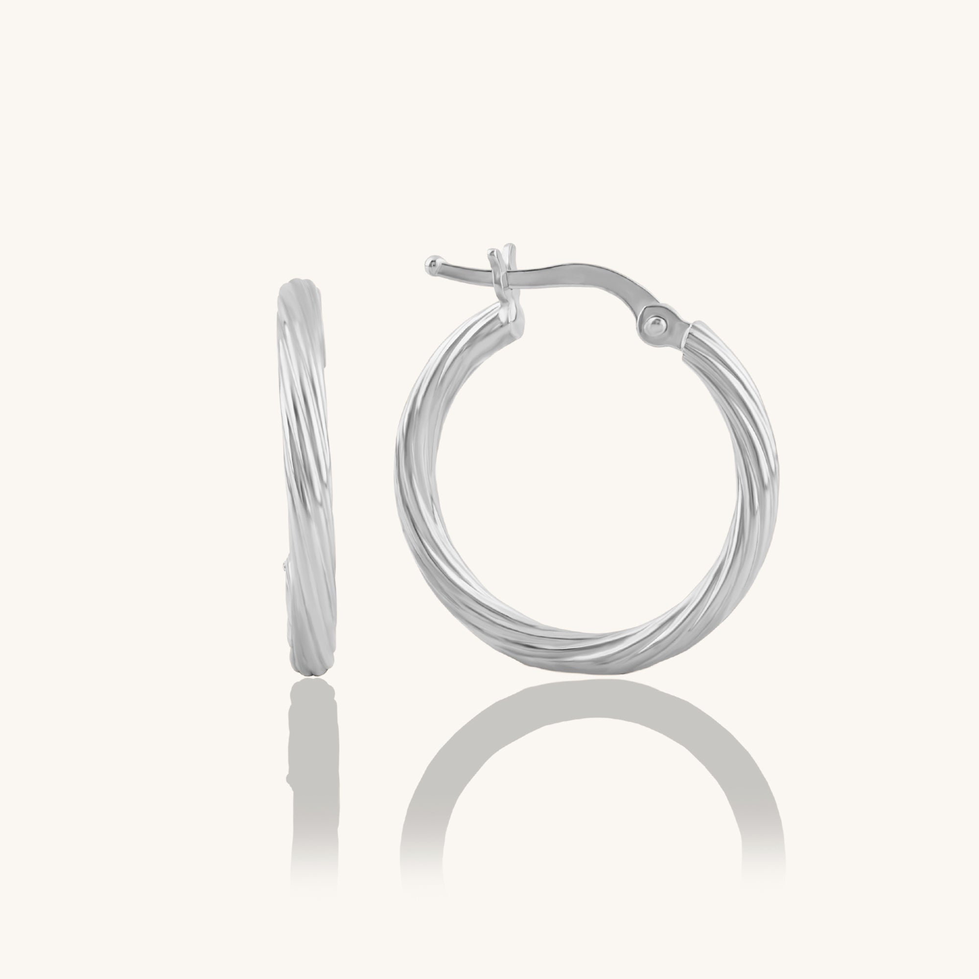 Women's 14K White Gold Linear Hoop Earrings