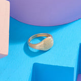 14K Solid Yellow Gold Parallel Signet Ring for Women