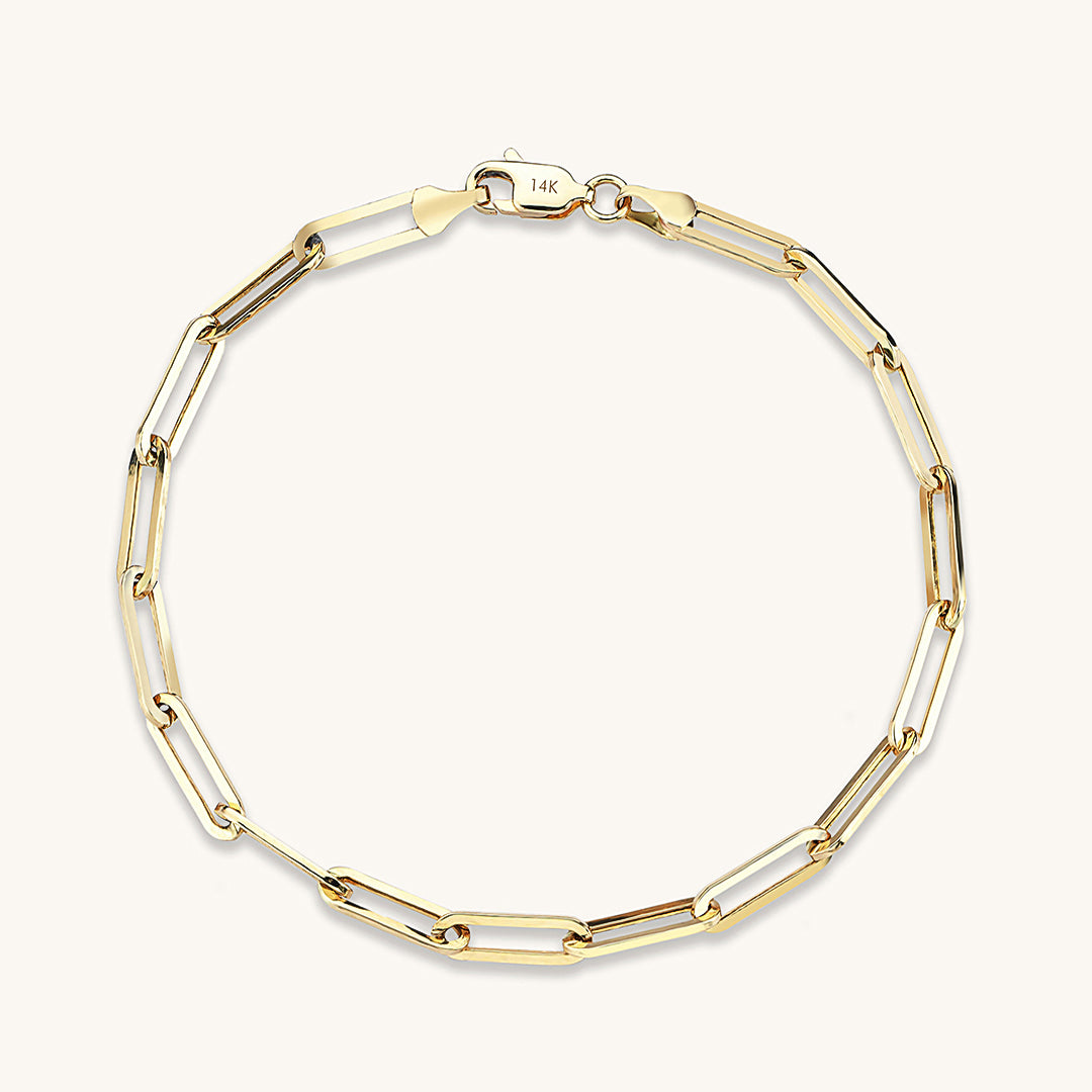 Women's 14k Solid Yellow Gold Link Chain Bracelet