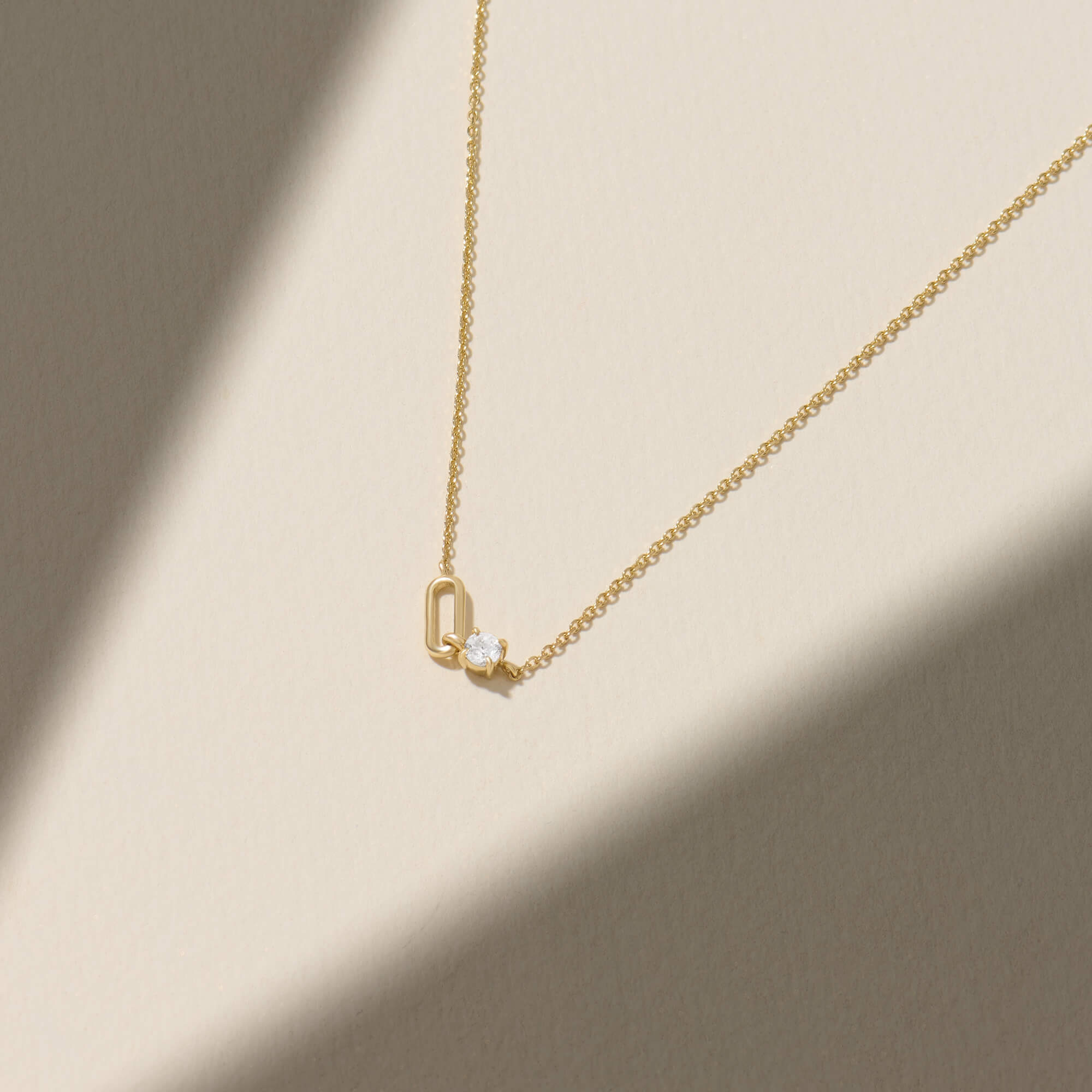 14K Solid Yellow Gold Necklace with Hoop Detail