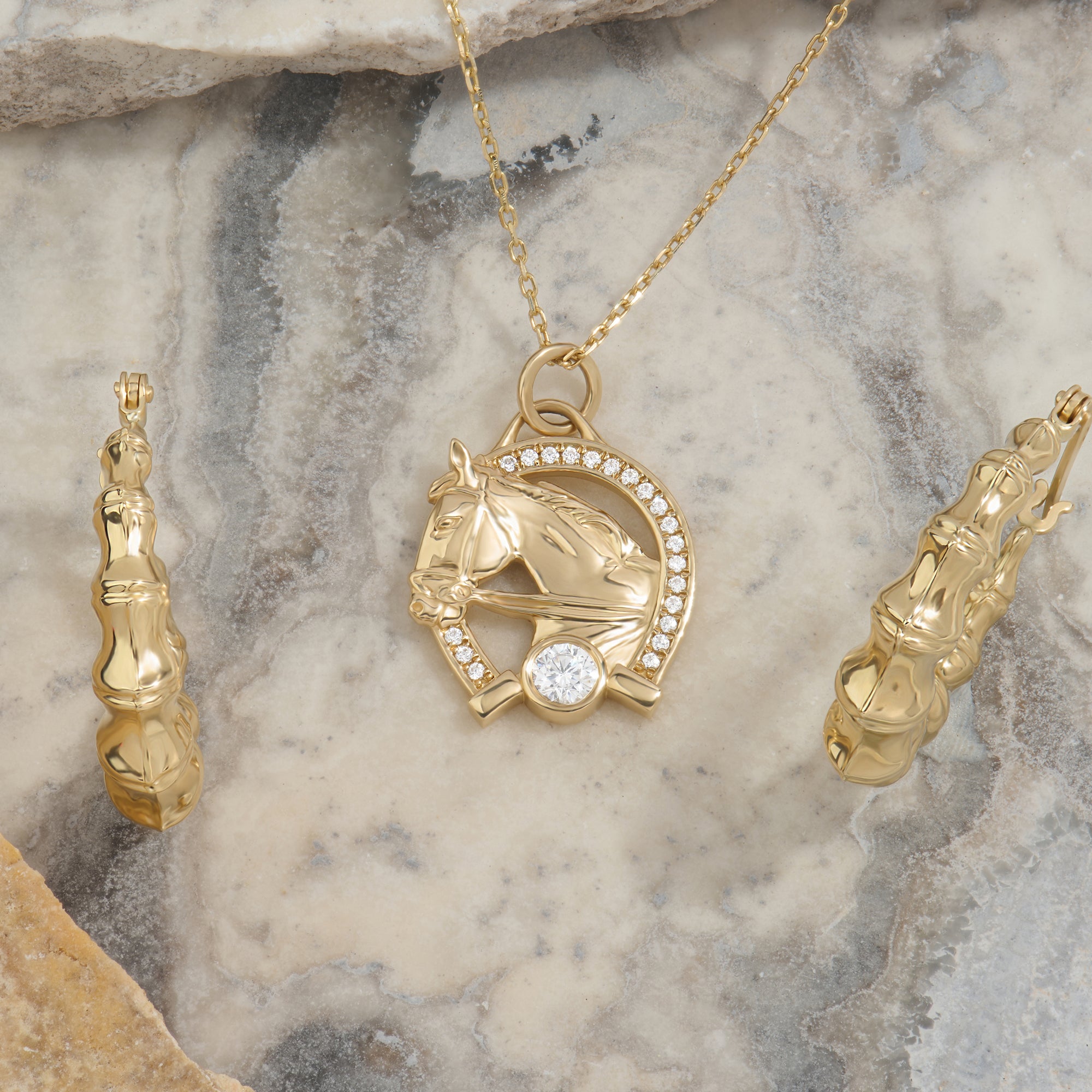 14k Real Gold Horseshoe Necklace for Women