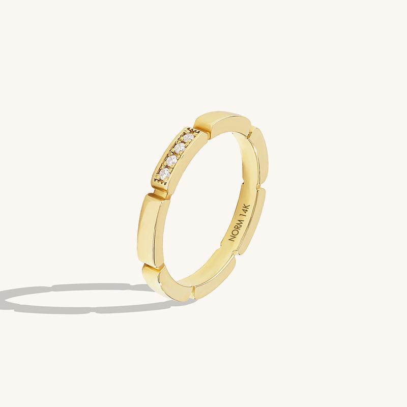 14K Solid Yellow Gold Rectangle Wedding Band for Women
