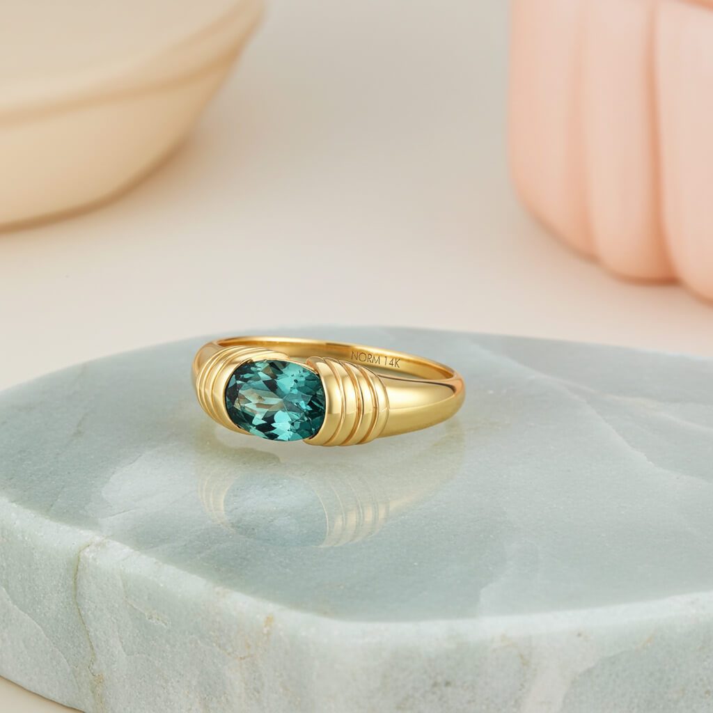 Majestic Alexandrite Gemstone Ring in Solid Yellow Gold
