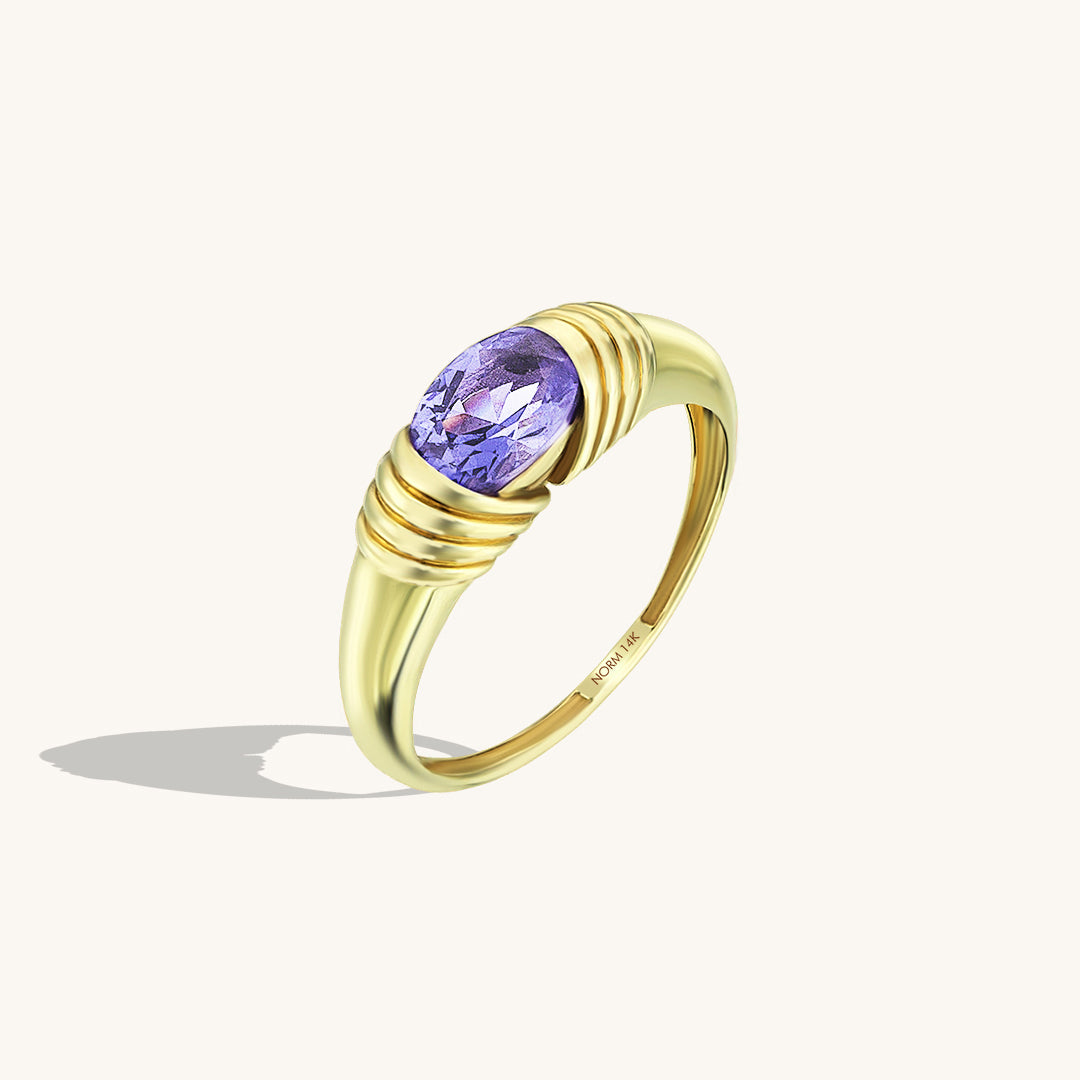 Majestic Tanzanite Statement Ring in 14k Real Gold
