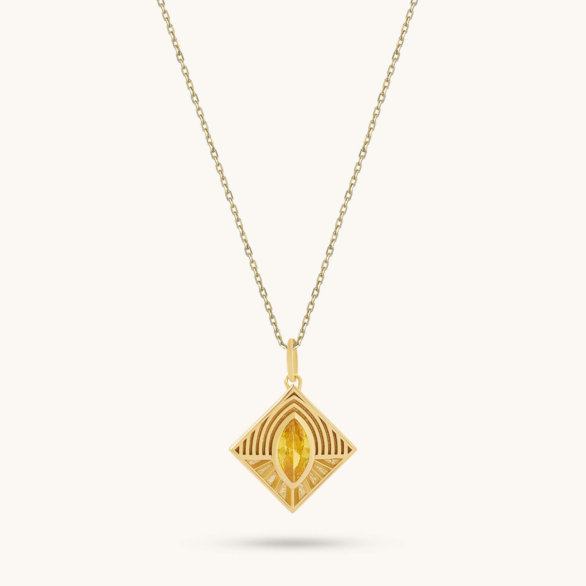 24K Gold Vermeil Marquise Citrine Geometric Necklace