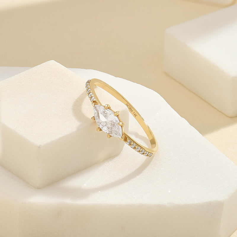 Marquise East West Ring in 14k Solid Gold