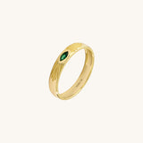 14K Gold Marquise Emerald Solitaire 3.20mm Wedding Band Ring