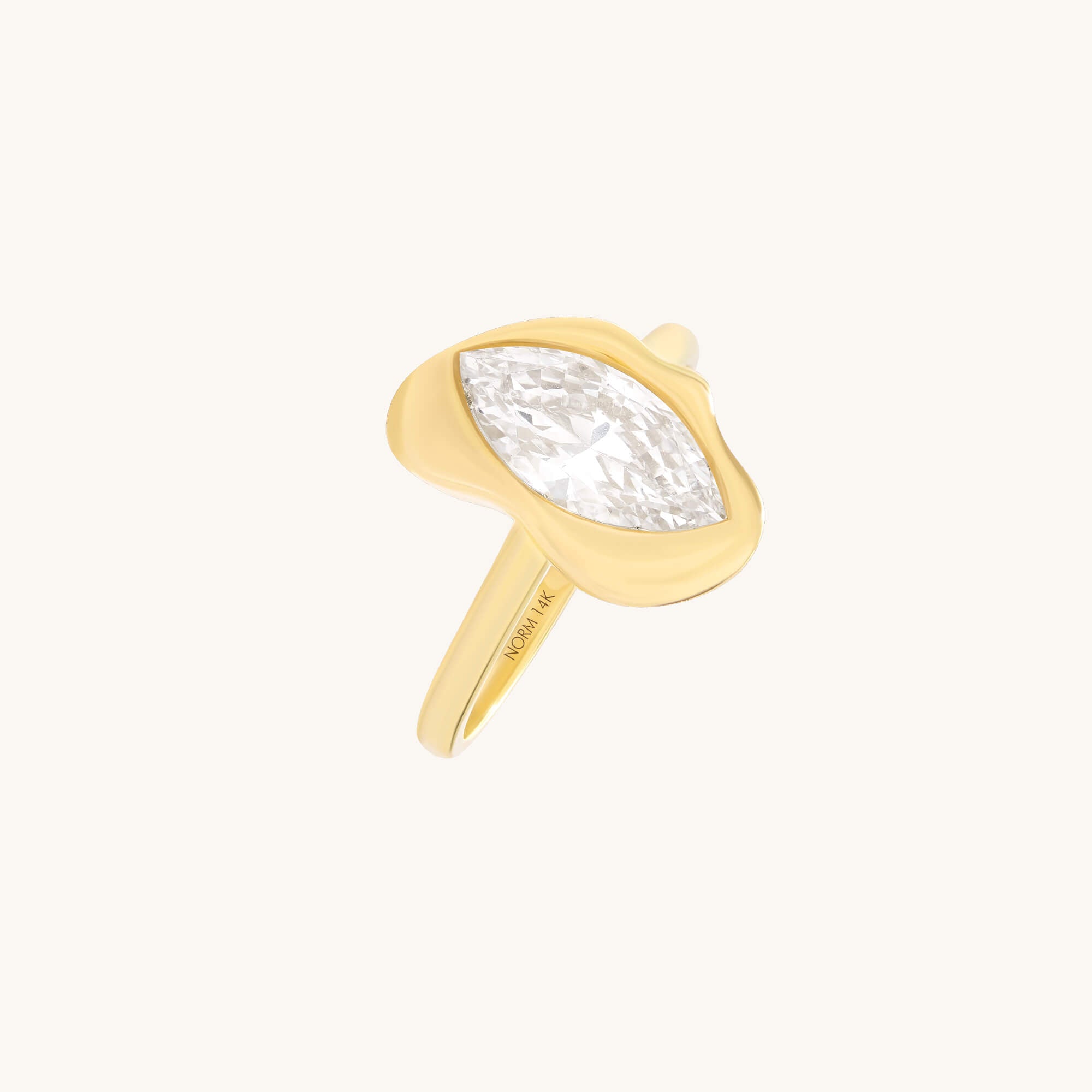 Solid Gold Marquise Moissanite Molten Ring