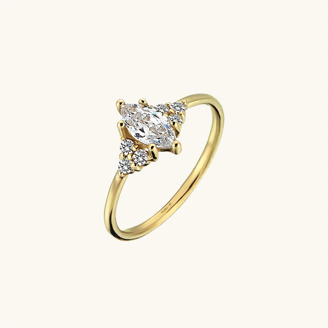 Solid Gold Marquise Moissanite Ring